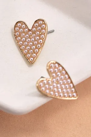 Dazzling Pearl Heart Earrings