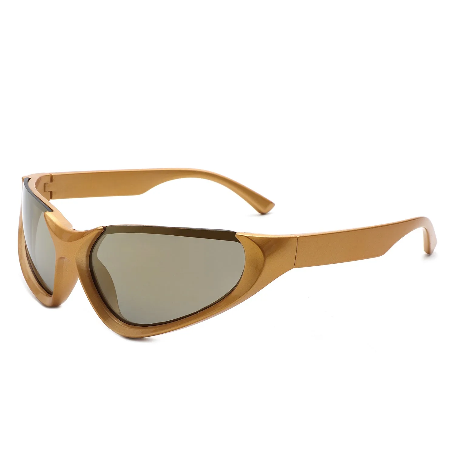 Dazzling - Retro Rectangle Wrap Around Fashion Sunglasses