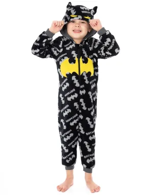 DC Comics Batman Onesie For Boys Fluffy Pyjamas - Grey