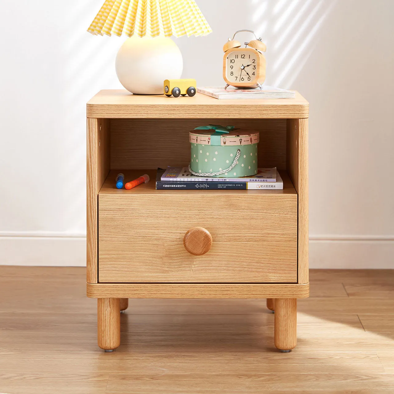 Dear Bear Kids Oak Bedside Table