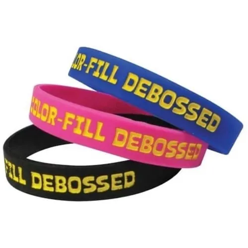 Debossed Silicone Wristbands - Ink Filled