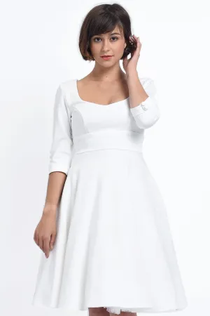 Debra  Long-Sleeved Stretchy Dress-White