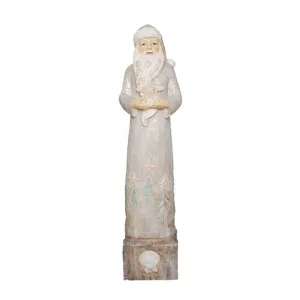 December Diamonds Calm Shores Wood Carved Santa With Shell