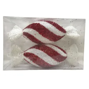 December Diamonds Candy Cane Lace Set 2 Large Peppermint Ornament, Multicolor