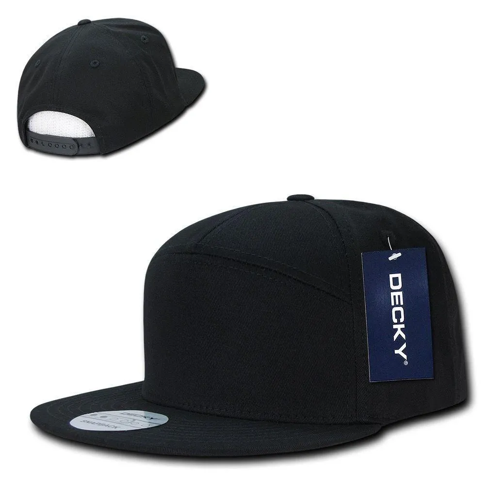 Decky 7 Panel Cotton Snapbacks Flat Bill Baseball Hats Caps Unisex