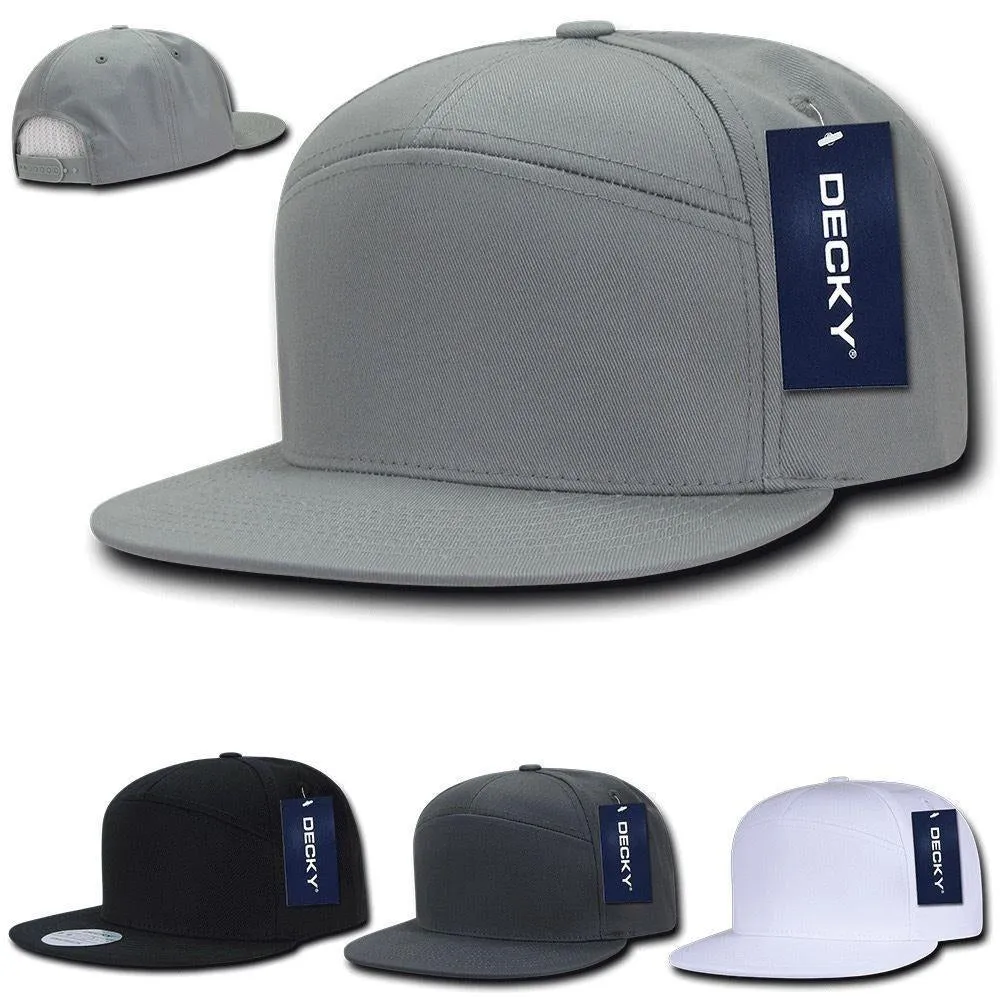 Decky 7 Panel Cotton Snapbacks Flat Bill Baseball Hats Caps Unisex