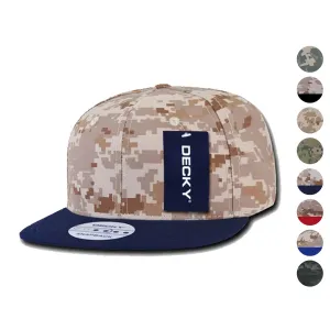 Decky Army Camouflage 100% Cotton Retro Flat Bill 6 Panel Snapback Hats Caps