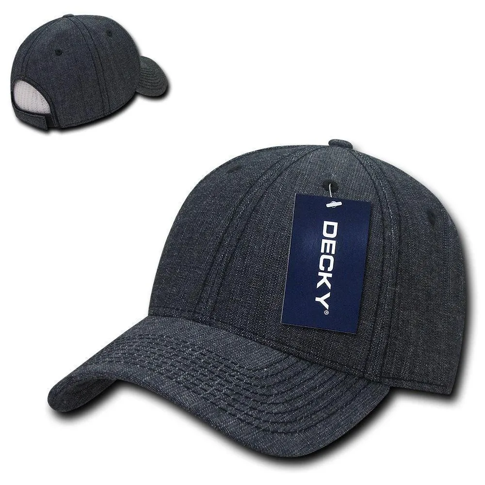 Decky Structured Washed Denim Low Crown Curved Bill Dad Hats Caps