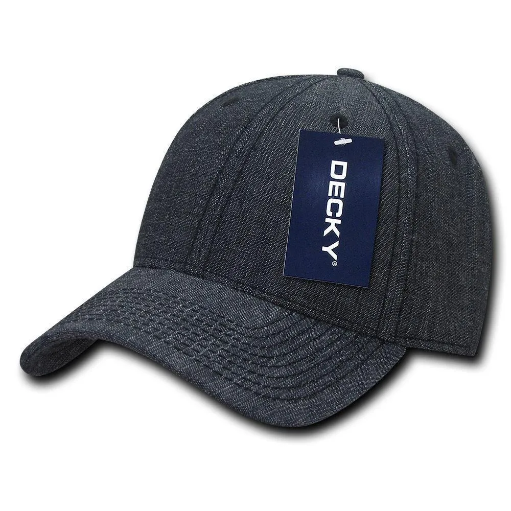 Decky Structured Washed Denim Low Crown Curved Bill Dad Hats Caps