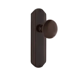 Deco Long Plate with Brown Porcelain Knob in Timeless Bronze