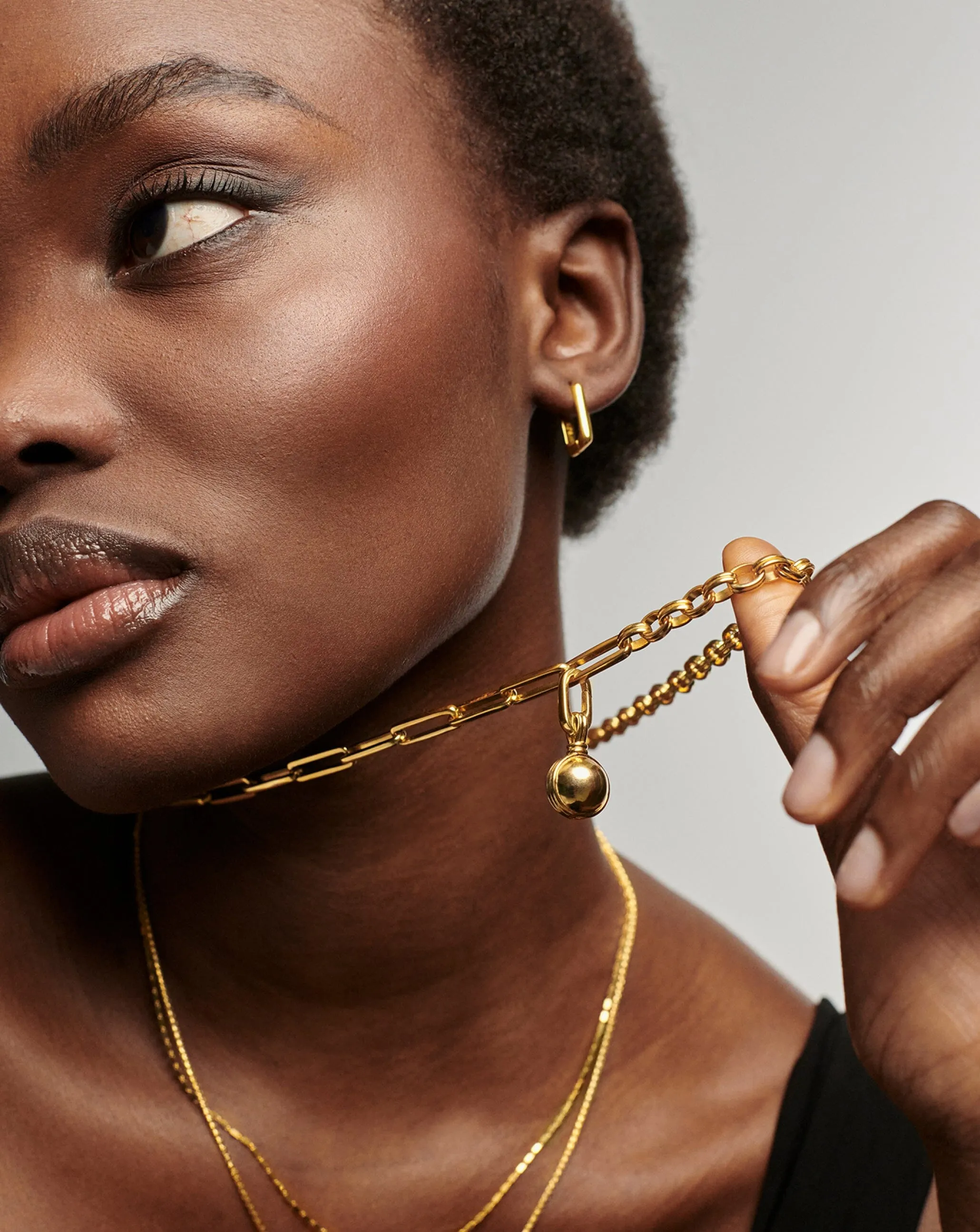 Deconstruked Axiom Small Sphere Chain Necklace | 18k Gold Plated