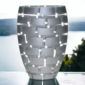 Decorative 12 inch Tall Vase with Silver Leaf Plated Design