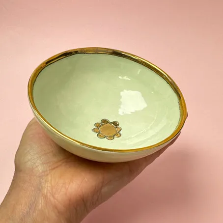 Decorative bowl -mint and gold flower