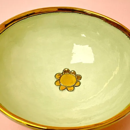 Decorative bowl -mint and gold flower