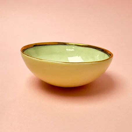 Decorative bowl -mint and gold flower