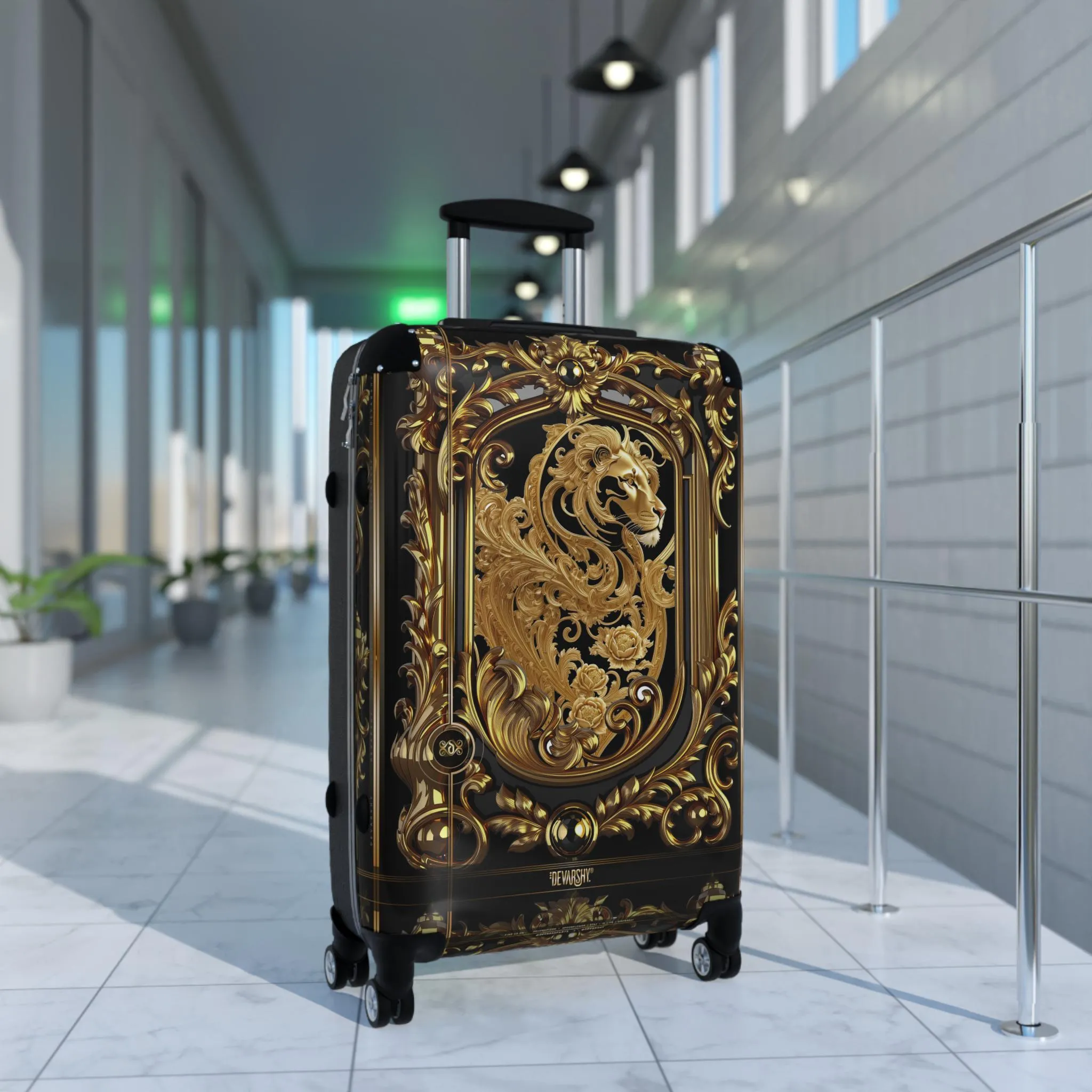 Decorative Gold Suitcase Baroque Travel Luggage Carry-on Suitcase Luxury Hard Shell Suitcase Ornate Lion Travel Suitcase | X3481