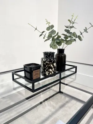 Decorative Tray Metal Glass - Black