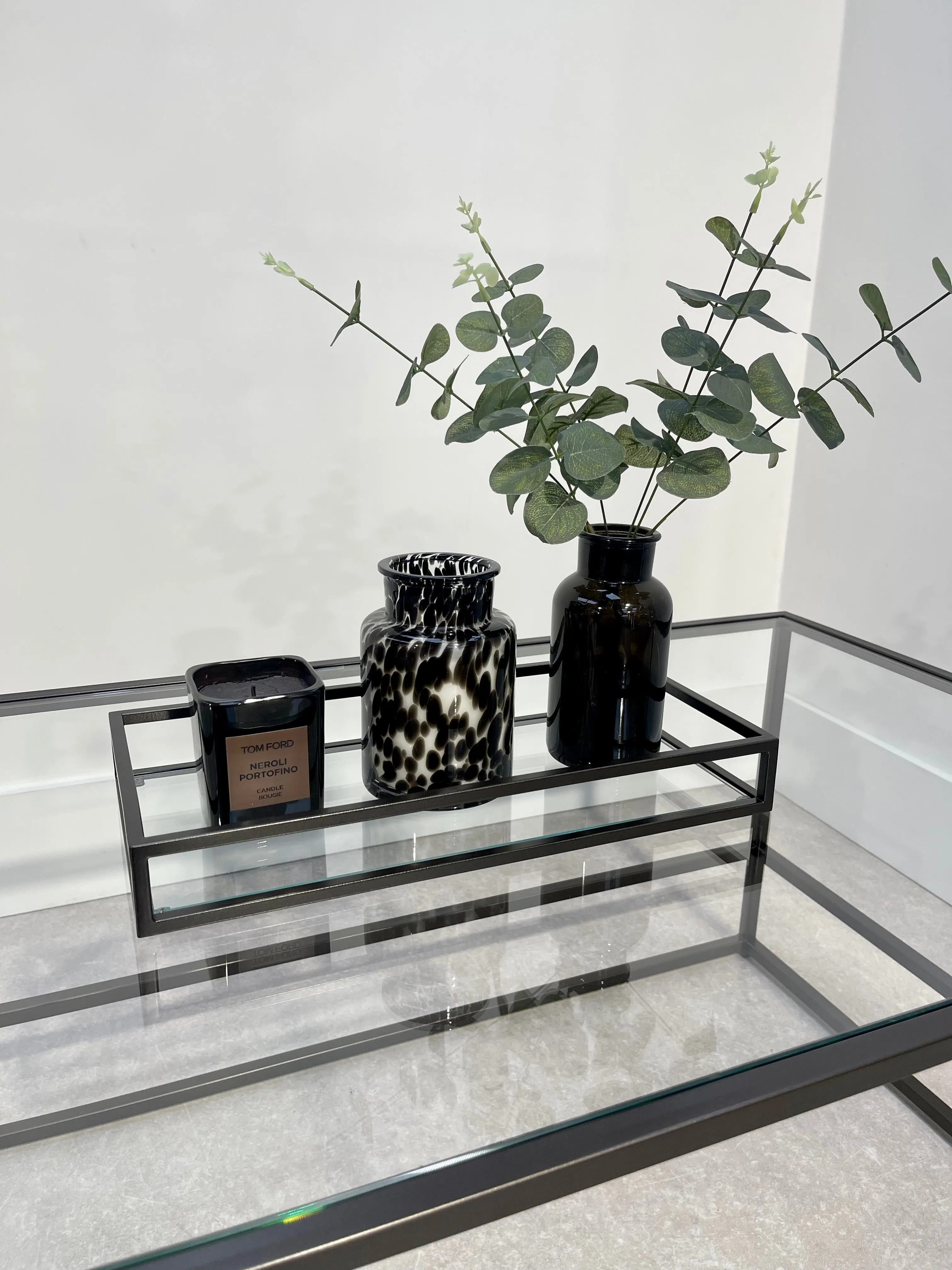 Decorative Tray Metal Glass - Dark Bronze