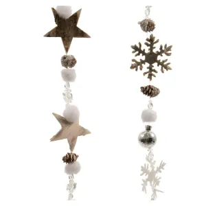 Decoris 105cm White Pinecone Garland with Snow (Choice of 2)