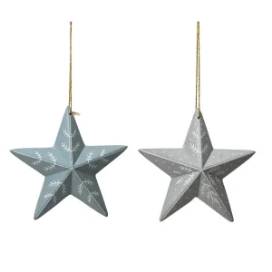 Decoris 11.5cm Mdf Stars with White Details (choice of 2)