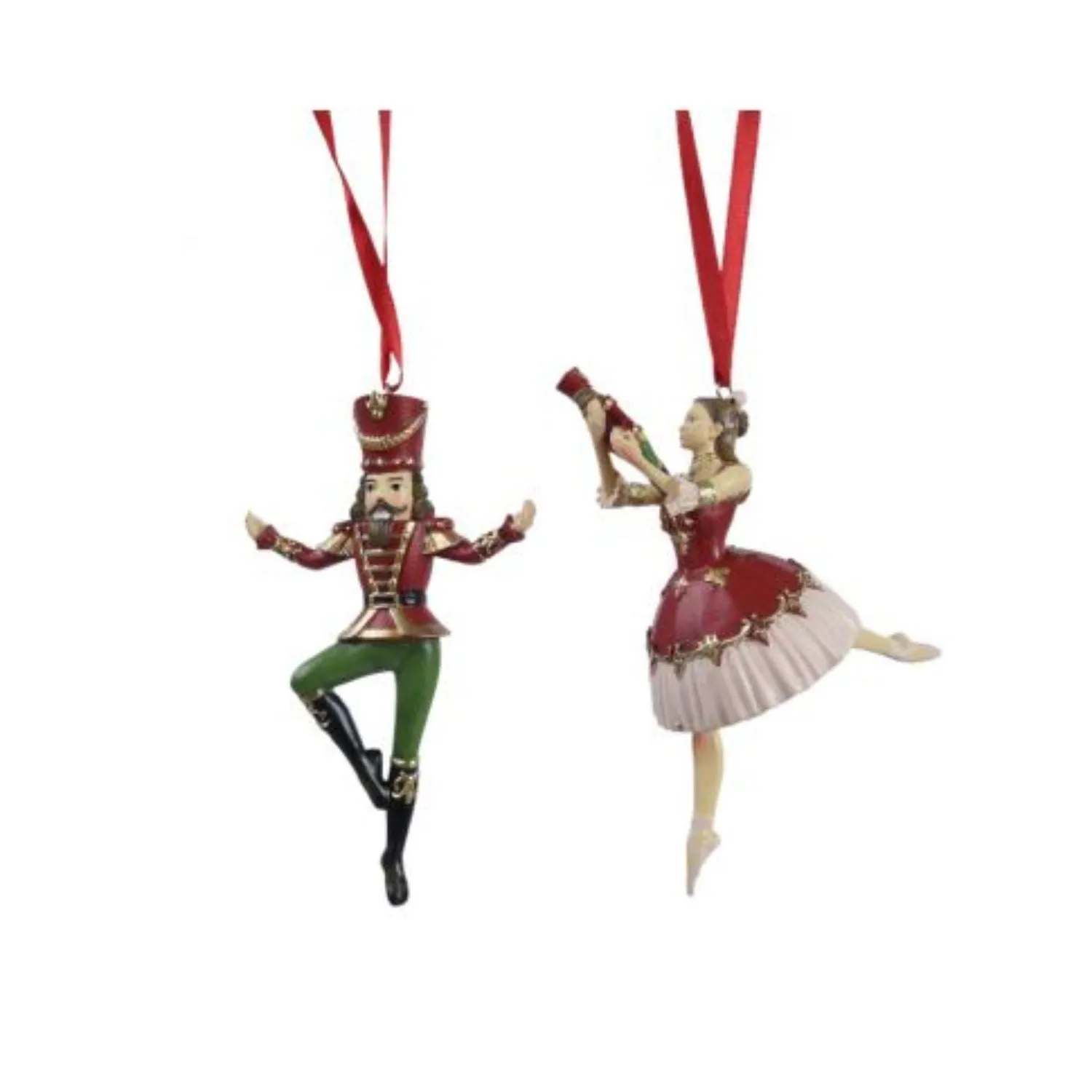 Decoris 12cm Resin Nutcracker or Ballerina Hanging Decoration