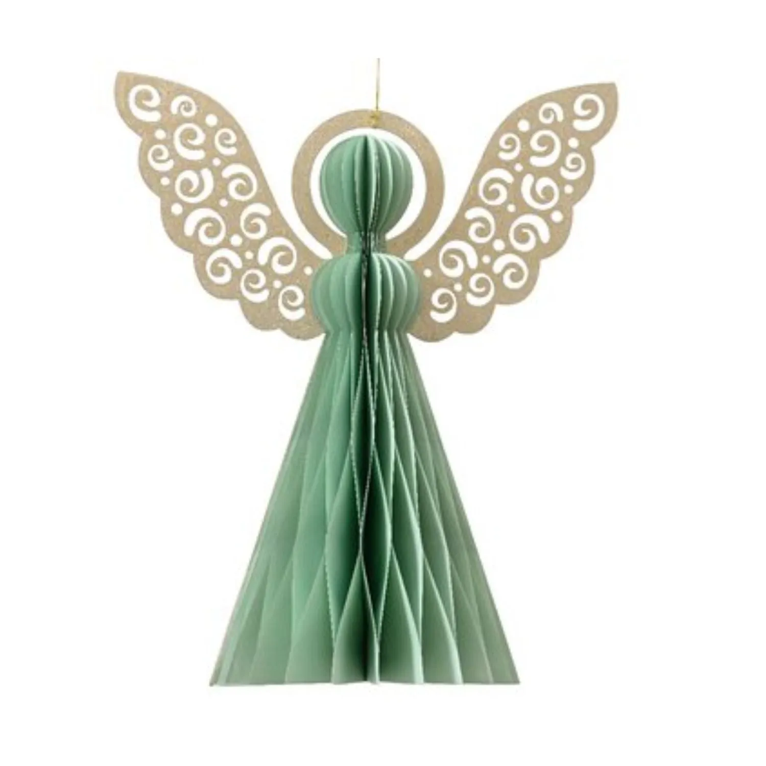 Decoris 20cm Mint Green Paper Angel Hanging Decoration