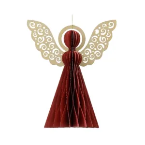 Decoris 20cm Red Paper Angel Hanging Decoration