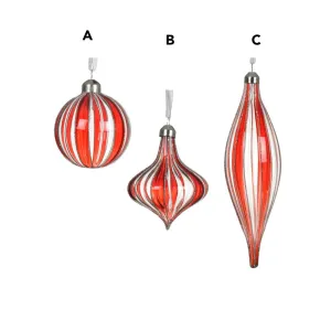 Decoris 20cm Transparent Silver and Red Bauble (Choice of 3)