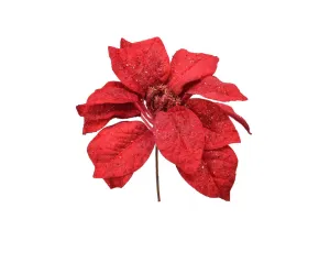 Decoris 25cm Red Poinsettia On Clip