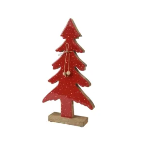 Decoris 42.5cm Red Wooden Christmas Tree Ornament