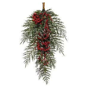 Decoris 50cm Glittery Red Berry Spray