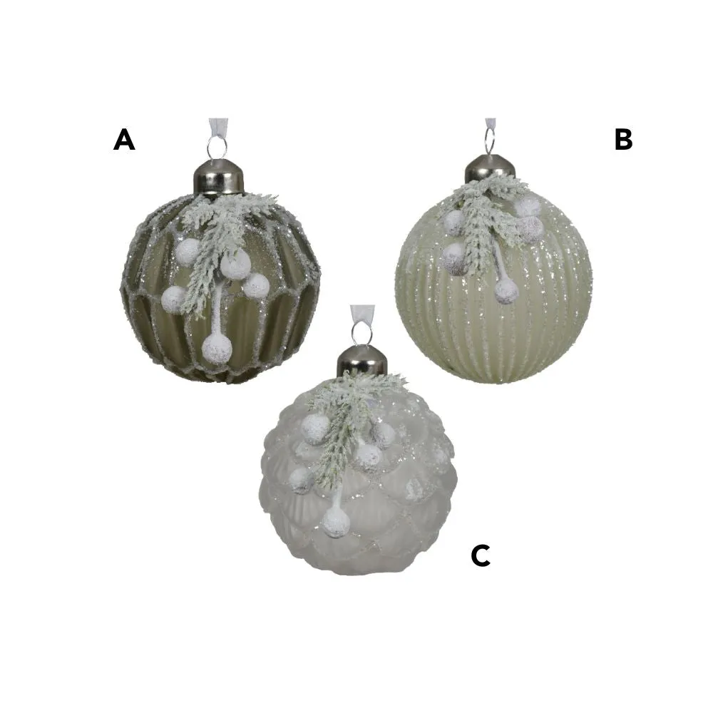 Decoris 8cm Opaque Colour with White Berries Bauble (Choice of 3)