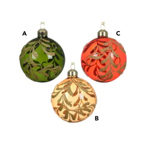 Decoris 8cm  Transparent Colour With Glitter Branches Bauble (Choice of 3)