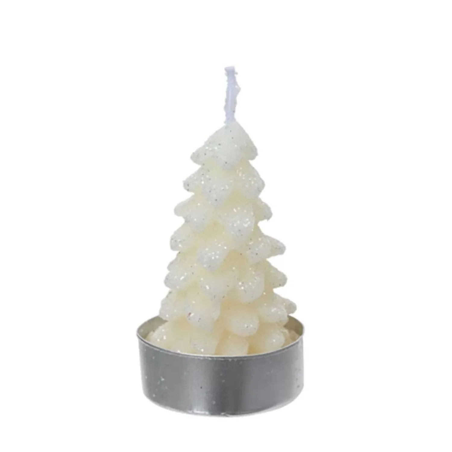 Decoris 9cm White Candle Wax Tree with Glitters