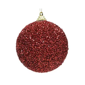 Decoris Foam Bauble with Beads 8cm - Red