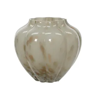 Decoris Glass Vase with Brown Dots 24cm - Milky White