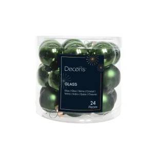 Decoris Pack of 24 2.5cm Pine Green Mini Glass Baubles