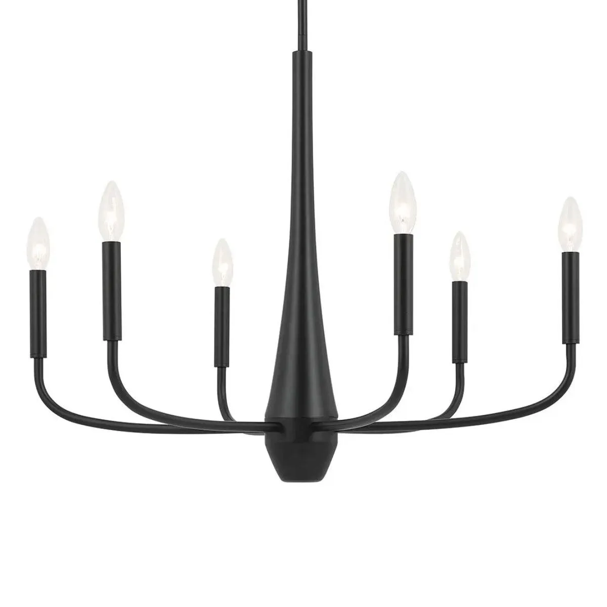 Deela 28" 6-Light Chandelier 1-Tier, Black Finish