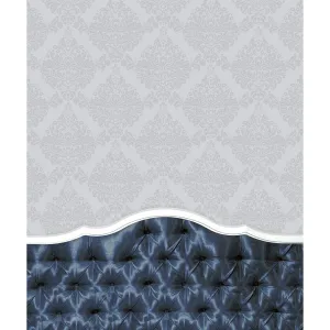 Deep Blue Tufted Headboard Printed Backdrop