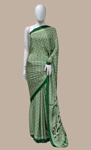 Deep Green Printed Sari