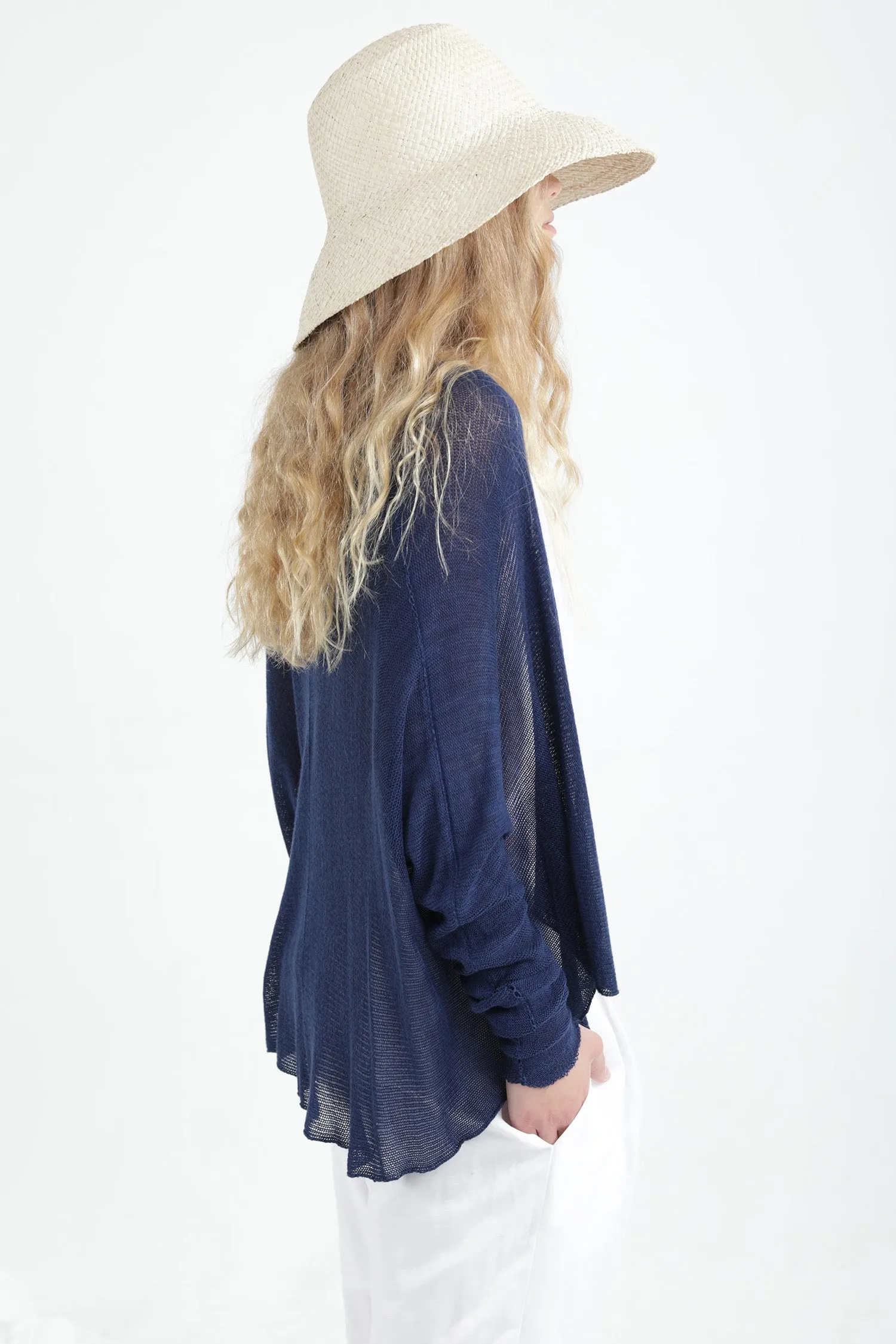 Deep Indigo Navy Blue Breve Short Bamboo Cardigan