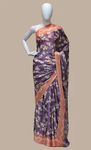 Deep Lilac Printed Sari