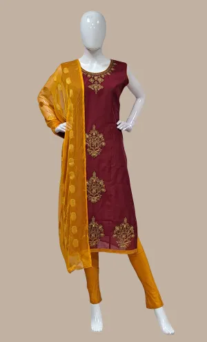 Deep Maroon Embroidered Churidar