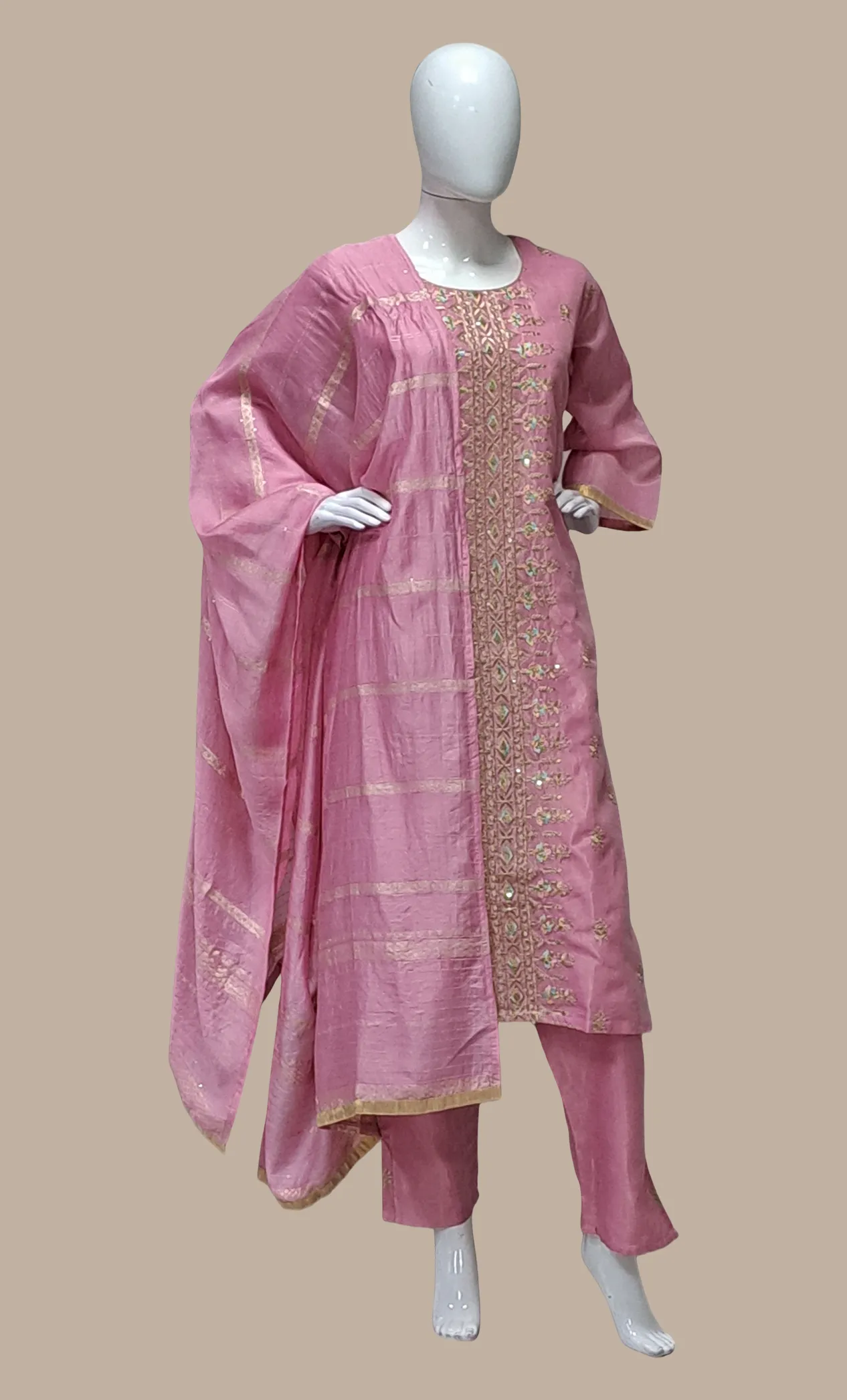 Deep Mink Embroidered Punjabi