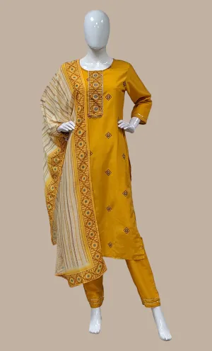 Deep Mustard Embroidered Punjabi