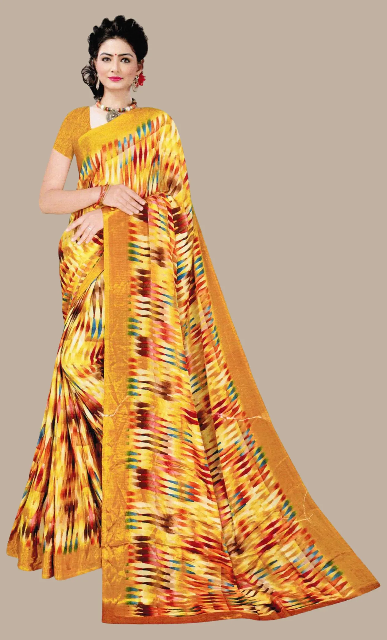 Deep Mustard Printed Sari