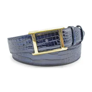 Deep Navy Mock Croc Brush Off Frame Belt