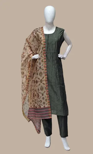 Deep Pale Green Embroidered Punjabi