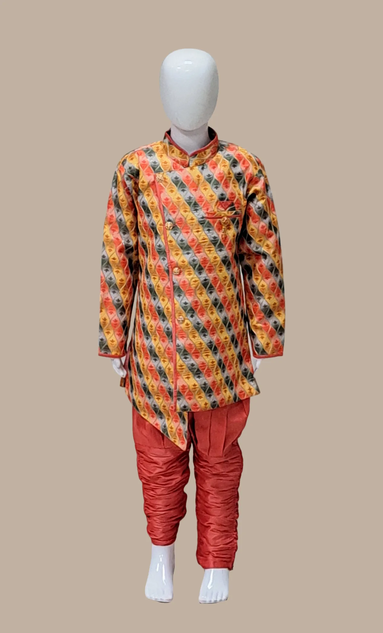 Deep Peach Embroidered Kurta Set