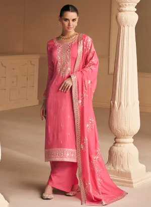 Deep Peach Sequence Embroidery Salwar Suit